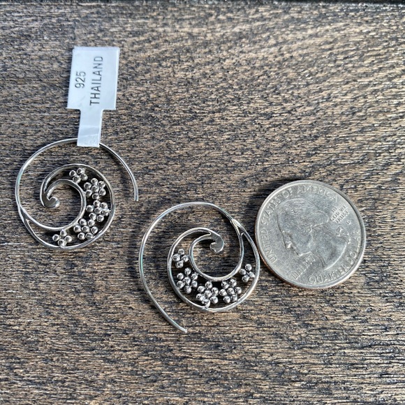 Sterling Silver Bali Style Hoops - Picture 3 of 6